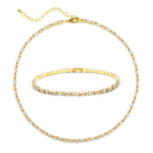 Tennis Necklace Bracelet for Women Choker Necklaces Set Gold Plated Tennis Bracelet for Girls Cubic Zirconia Bridal Wedding Jewelry Set