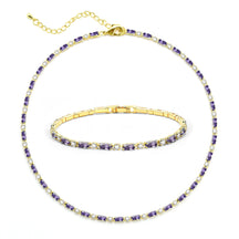 Tennis Necklace Bracelet for Women Choker Necklaces Set Gold Plated Tennis Bracelet for Girls Cubic Zirconia Bridal Wedding Jewelry Set