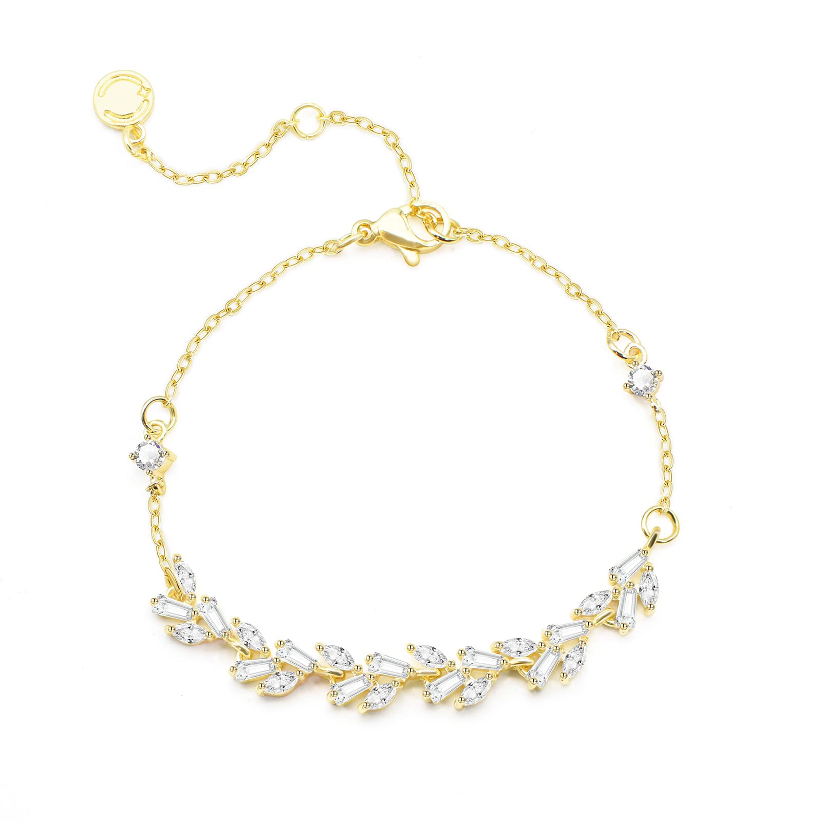 Tennis Bracelet for Women Prom Leaf Wedding Adjustable CZ Bracelet Wedding Jewelry for Women