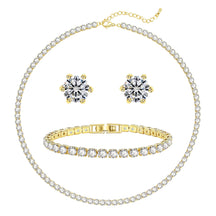 Tennis Necklace Bracelet Earrings Silver / 14K Gold Plated Choker Necklaces Cubic Zirconia Bridal Wedding Jewelry for Women
