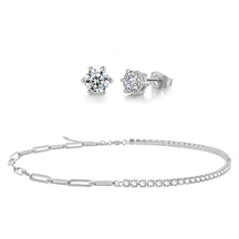 Asymmetrical CZ Choker Chain Necklace Stud Earrings Dainty Jewelry Set for Women