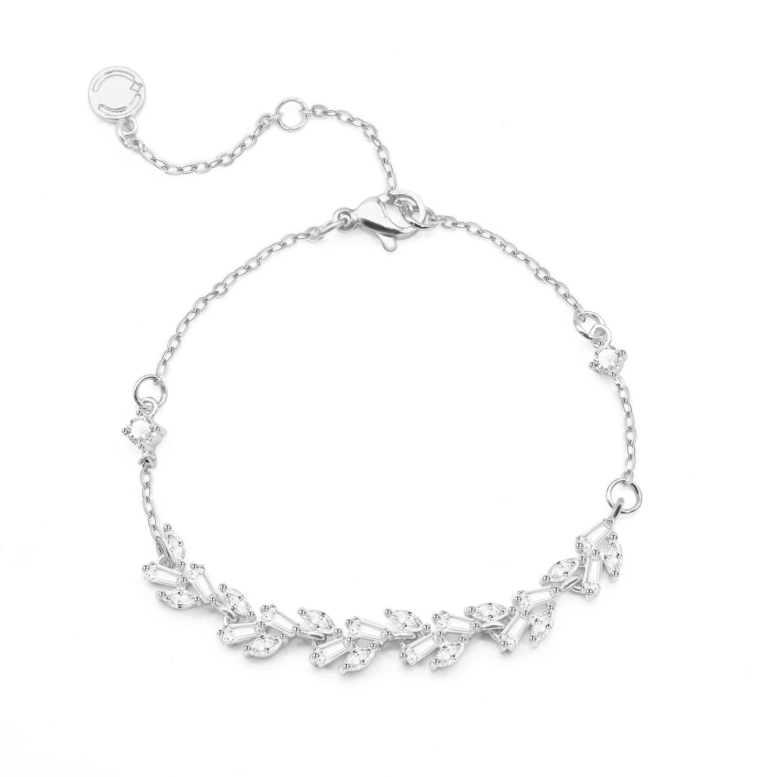Tennis Bracelet for Women Prom Leaf Wedding Adjustable CZ Bracelet Wedding Jewelry for Women