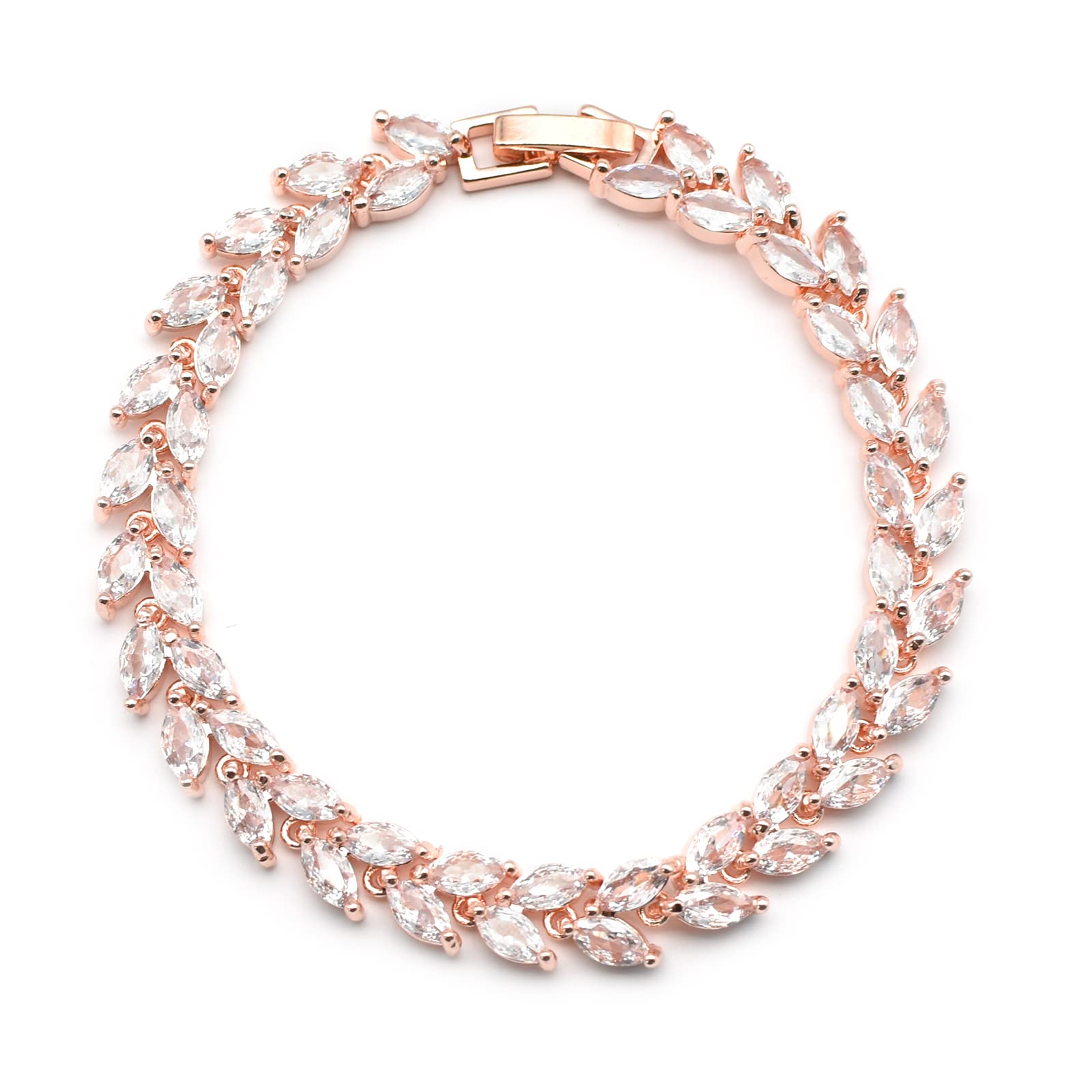 CZ Tennis Bracelet Simulated Diamond Marquise Cut leaf white extension extra long Bridal Bracelet