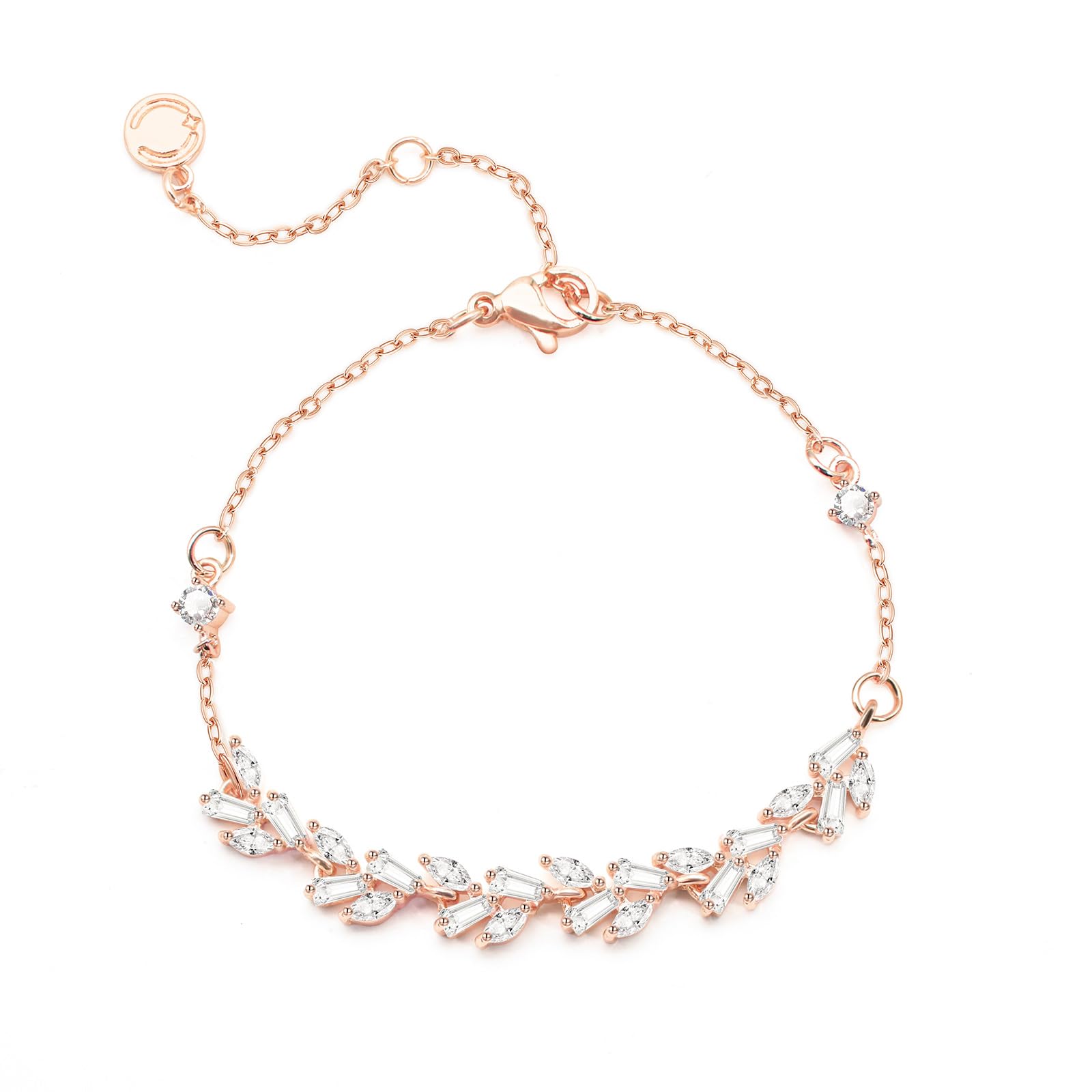 Tennis Bracelet for Women Prom Leaf Wedding Adjustable CZ Bracelet Wedding Jewelry for Women