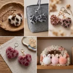 Leopard print plush heart keychain for handbags and backpacks