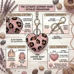 Leopard print plush heart keychain for handbags and backpacks