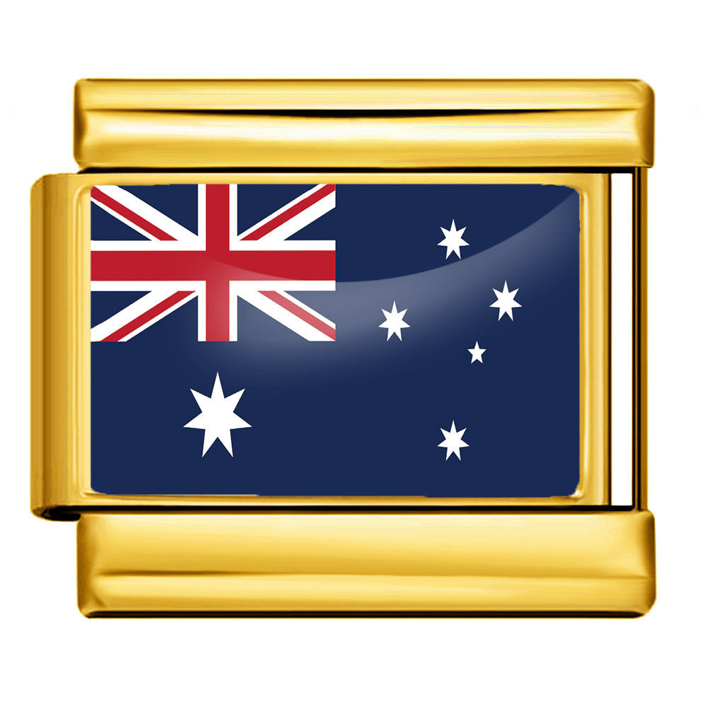 Australian flag Italian charm link stainless steel for modular bracelet