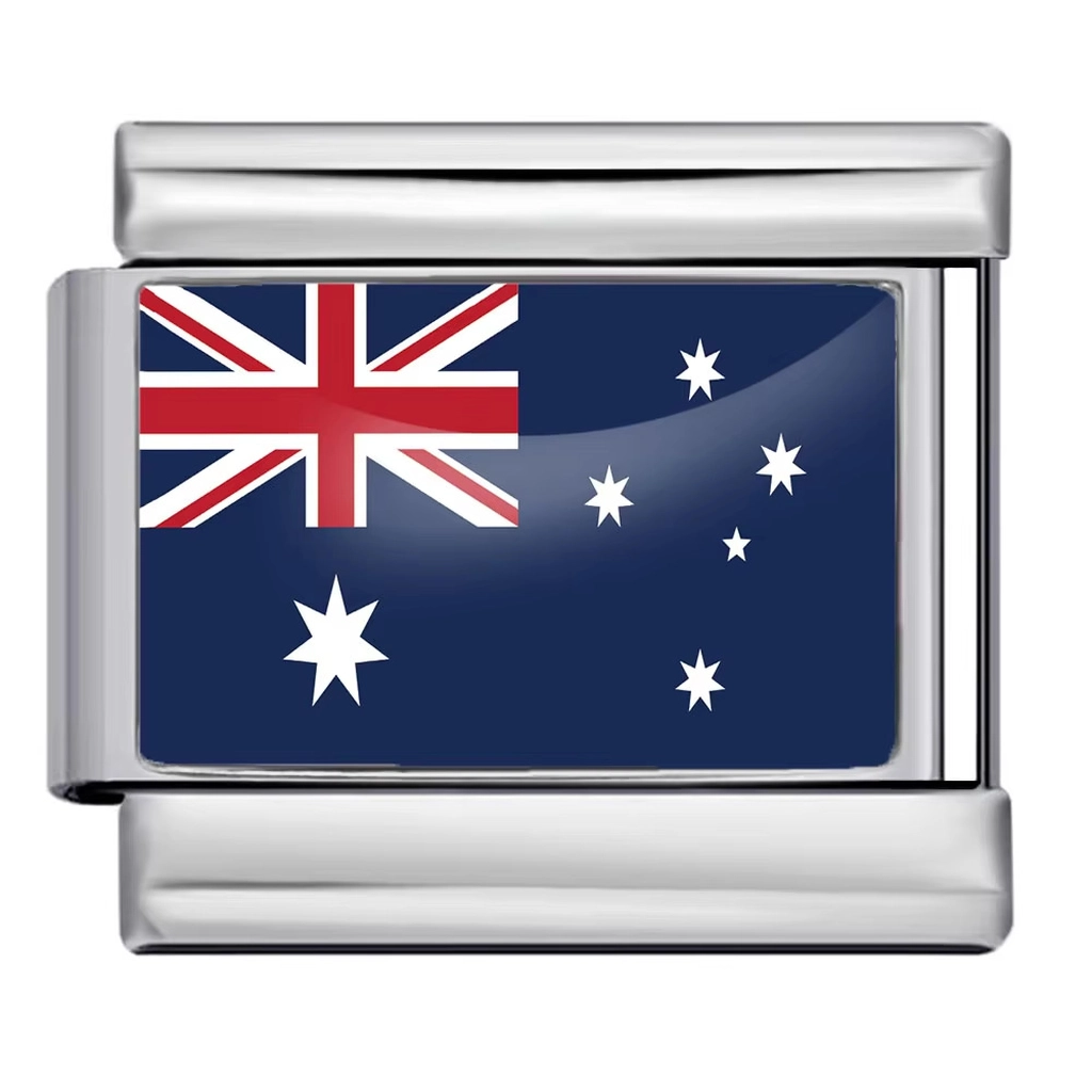 Australian flag Italian charm link stainless steel for modular bracelet