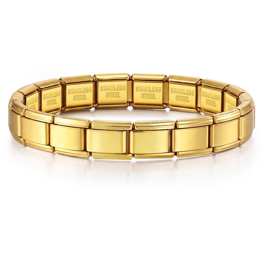 Gold titanium steel Italian charm bracelet starter base for DIY