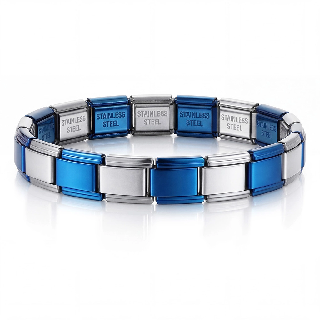 Geometric Stainless Steel Italian Charm Bracelet - H026 Steel Gold Variant Specification View