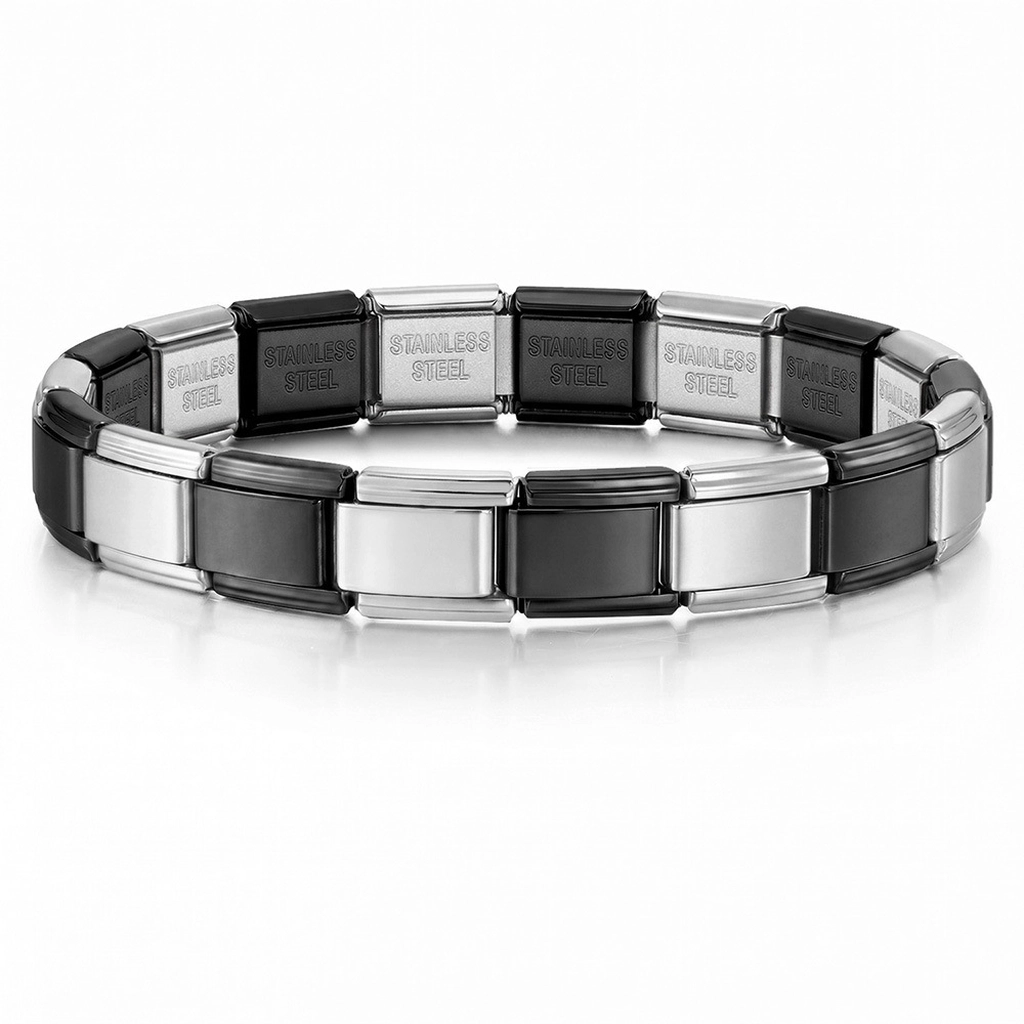 Geometric Stainless Steel Italian Charm Bracelet - H026 Steel Gold Variant Specification View