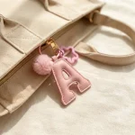 PU leather alphabet keychain stainless steel star clasp multicolor A-Z initial key ring