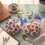 Personalized plush heart keychain with custom acrylic letter for backpack