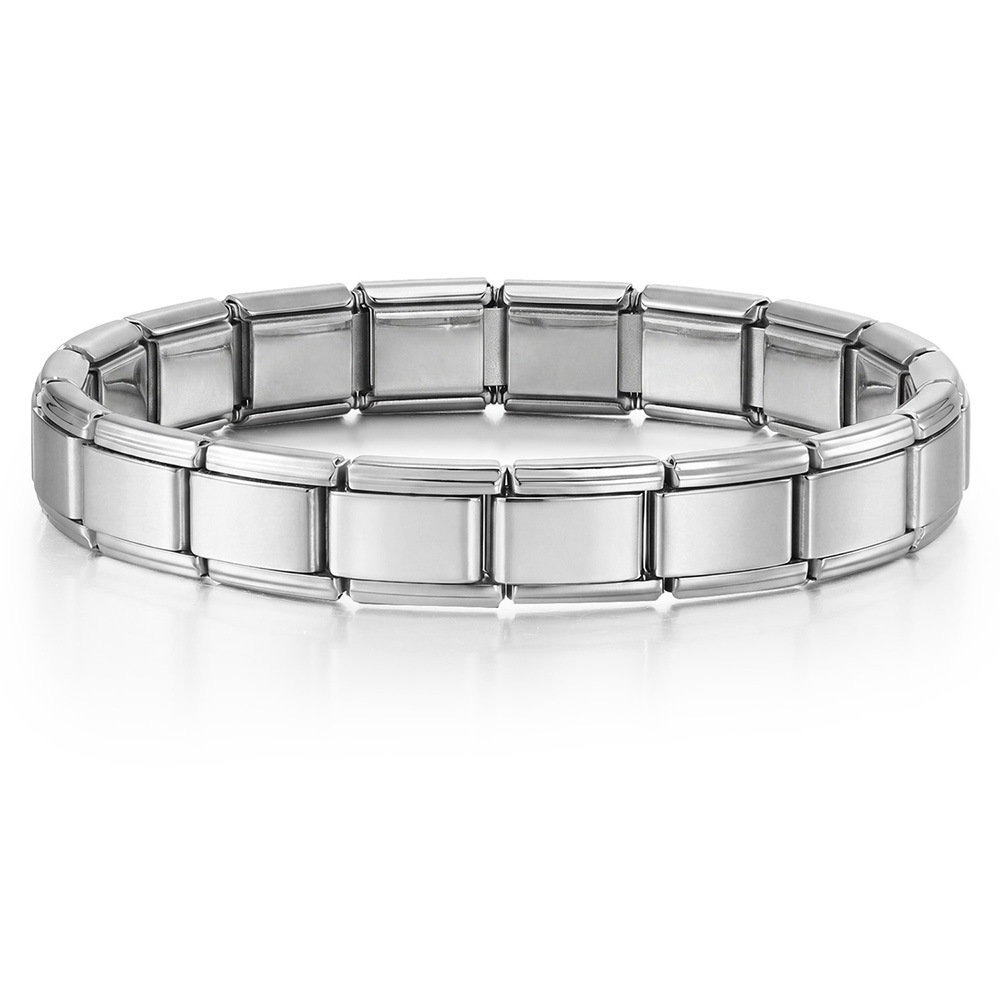 Polished stainless steel blank Italian charm link for DIY modular bracelet