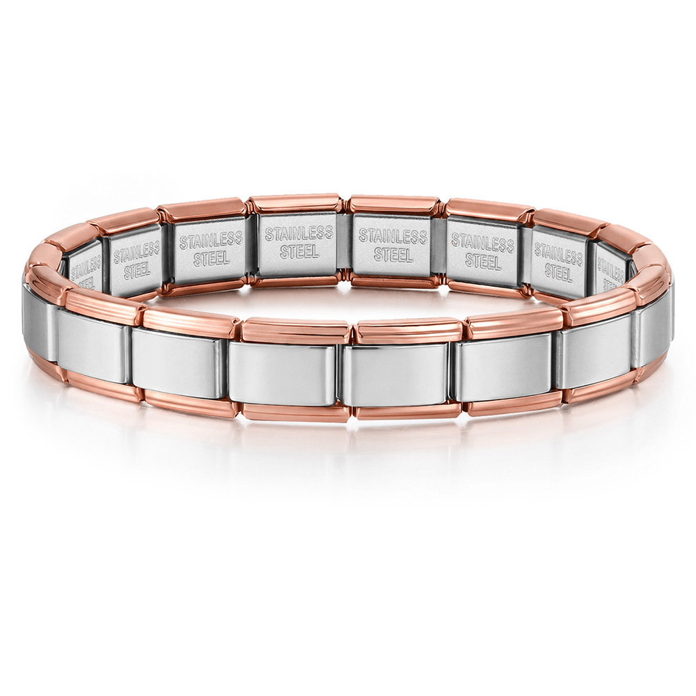 Encased within a lustrous layer of romantic rose gold lies the true innovation: a precision-engineered silver Italian modular bracelet starter base.This foundational piece is built for both beauty and endurance. It features an integrated system of stretchable elastic links, offering a flexible, that moves with you. Designed specifically for the creative soul, swap out your favorite DIY charms to curate a look that is uniquely yours.