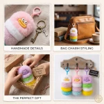 Fluffy Worm Monster Keychain Handmade Plush Bag Charms - Image 2