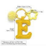 Letter E Keychain Sunny Yellow Pom Pom Star Charm - Image 2