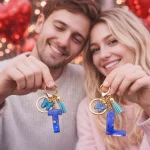 Floral letter L keychain with red tassel (26 custom initial keychain).