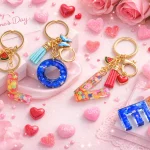 Floral letter L keychain with red tassel (26 custom initial keychain).
