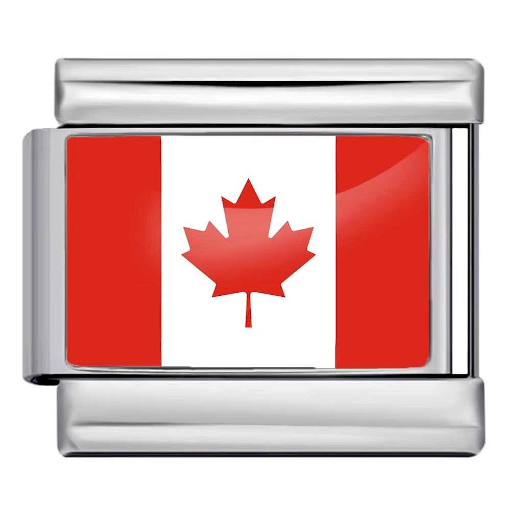 Silver Canada Flag Italian Bracelet Module - Glossy Finish