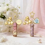Personalized Lipstick Bag Charm - Gold Bow & Floral Resin for Wedding