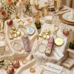 Personalized Lipstick Bag Charm - Gold Bow & Floral Resin for Wedding