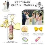 Personalized Lipstick Bag Charm - Gold Bow & Floral Resin for Wedding