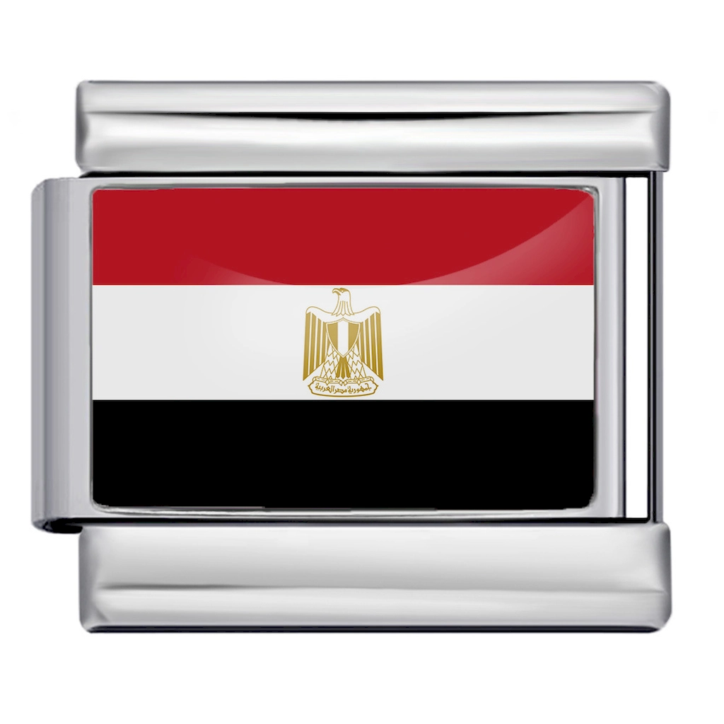 Silver Egyptian Flag Italian Bracelet Module - Glossy Finish