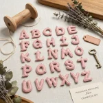 Pink Puffy Faux Leather Letter Charms A-Z Set 3D Stitched
