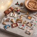 Custom Photo Charm Gold Plated, Personalized Picture Keychain with Lobster Clasp