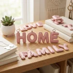 Pink Puffy Faux Leather Letter Charms A-Z Set 3D Stitched