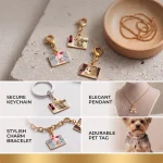 Custom Photo Charm Gold Plated, Personalized Picture Keychain with Lobster Clasp