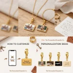 Custom Photo Charm Gold Plated, Personalized Picture Keychain with Lobster Clasp