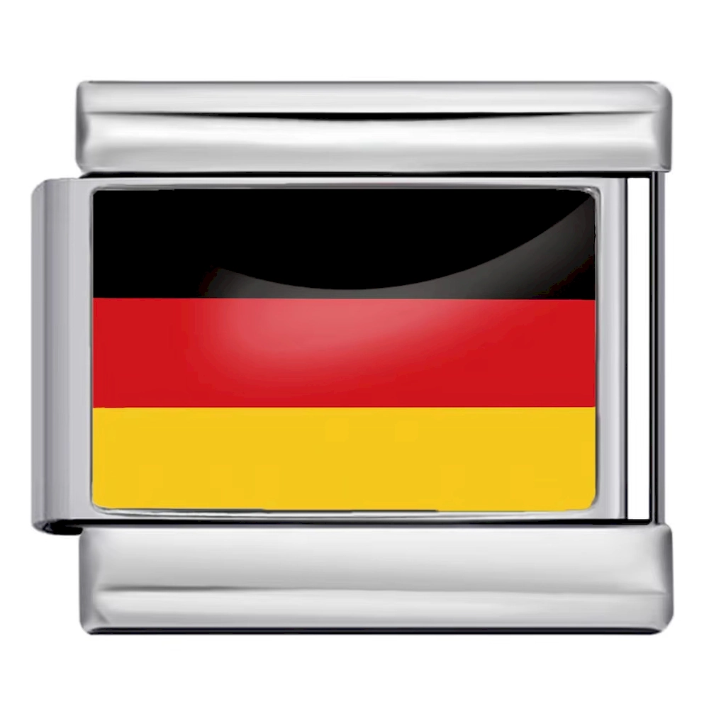 Silver Germany Flag Italian Bracelet Module - Glossy Finish