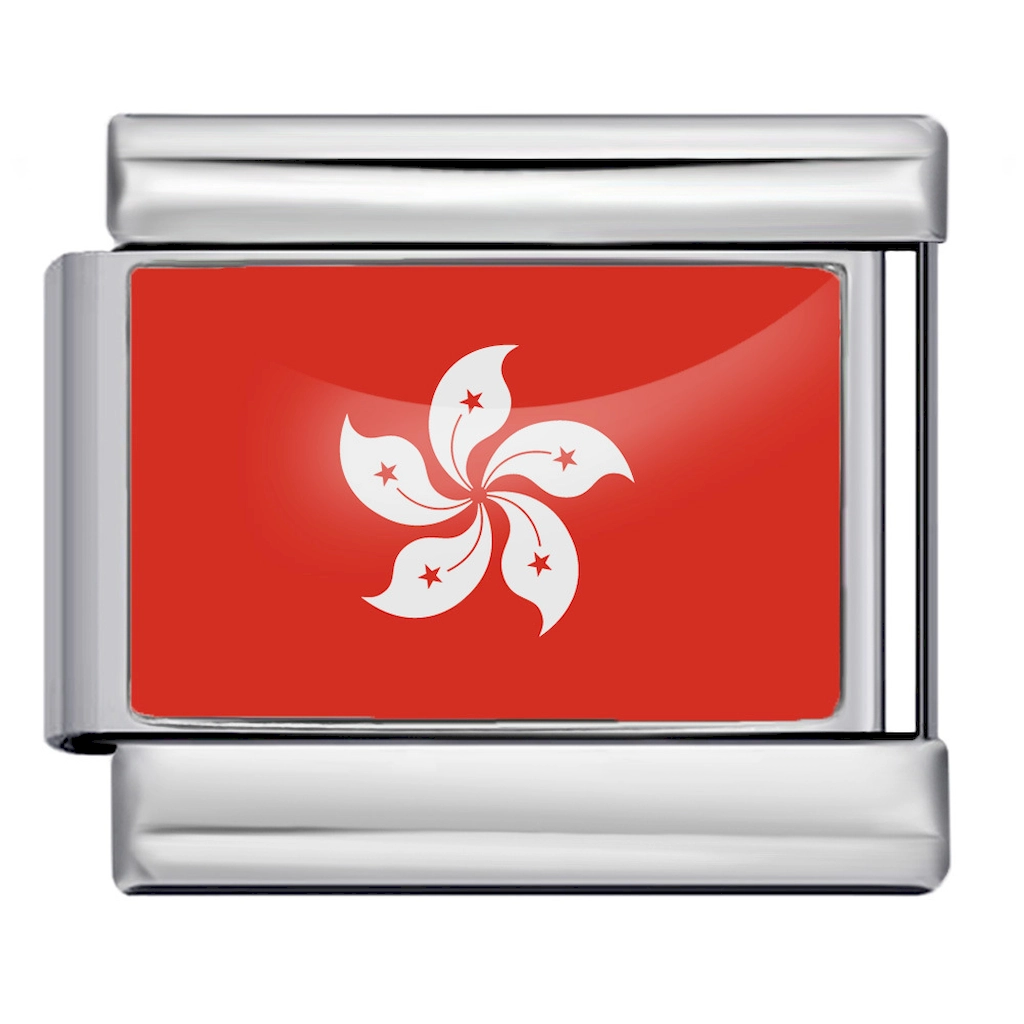 Silver Hong Kong Flag Italian Bracelet Module - Glossy Finish