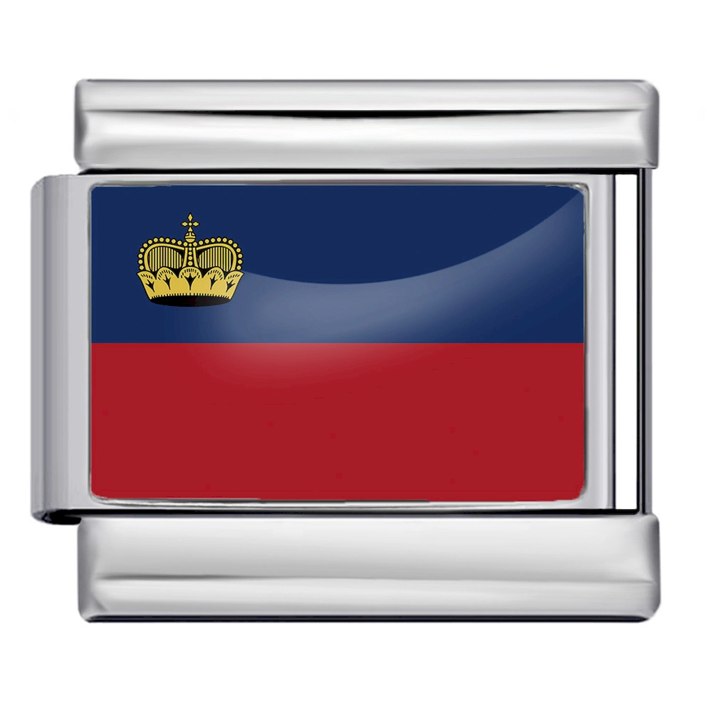 Silver Liechtenstein Flag Italian Bracelet Module - Glossy Finish