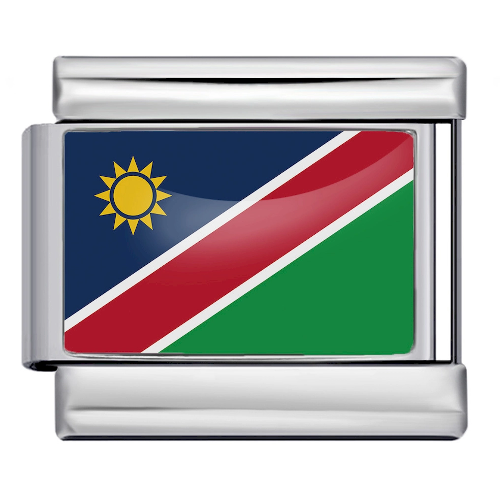 Silver Namibia Flag Italian Bracelet Module - Glossy Finish