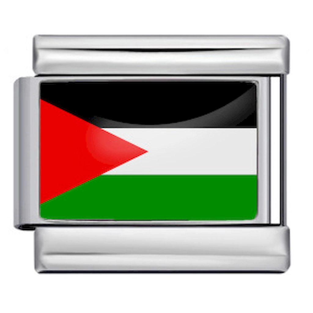 Silver Palestine Flag Italian Bracelet Module - Glossy Finish