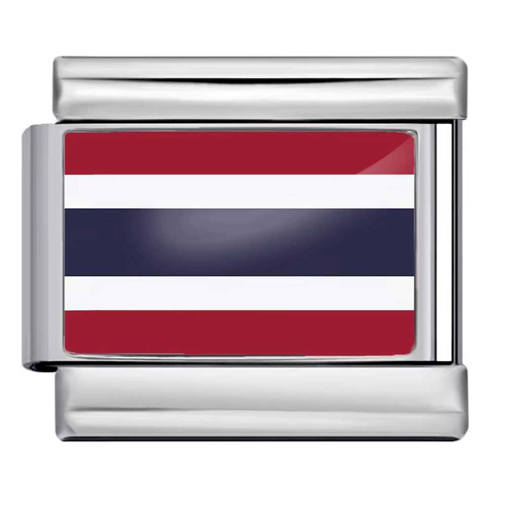 Silver Thailand Flag Italian Bracelet Module - Glossy Finish