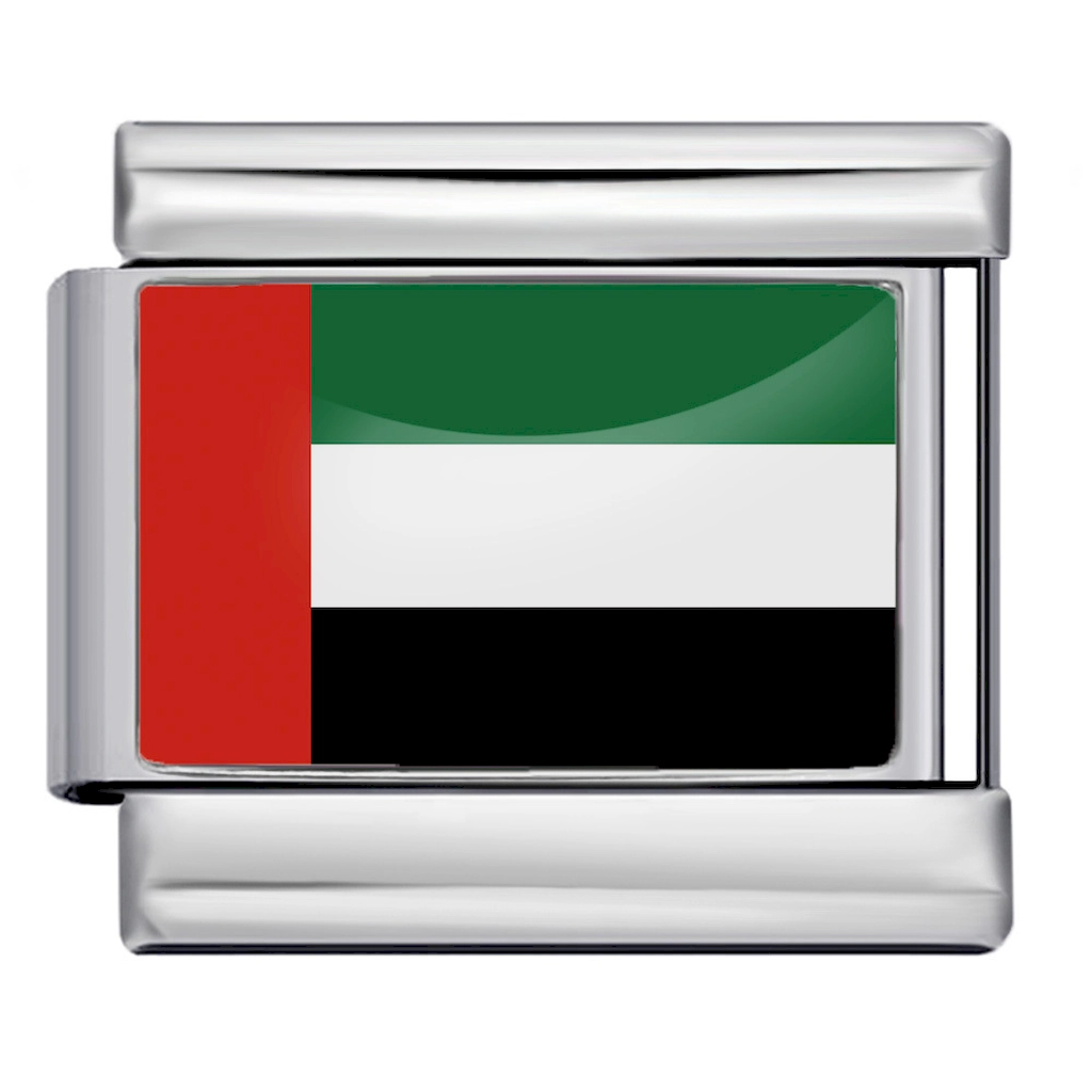 Silver Emirati Flag Italian Bracelet Module - Glossy Finish