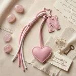 Personalized initial heart keychain in pink PU leather with 26 letters cutout.
