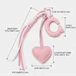 Personalized initial heart keychain in pink PU leather with letter B cutout.