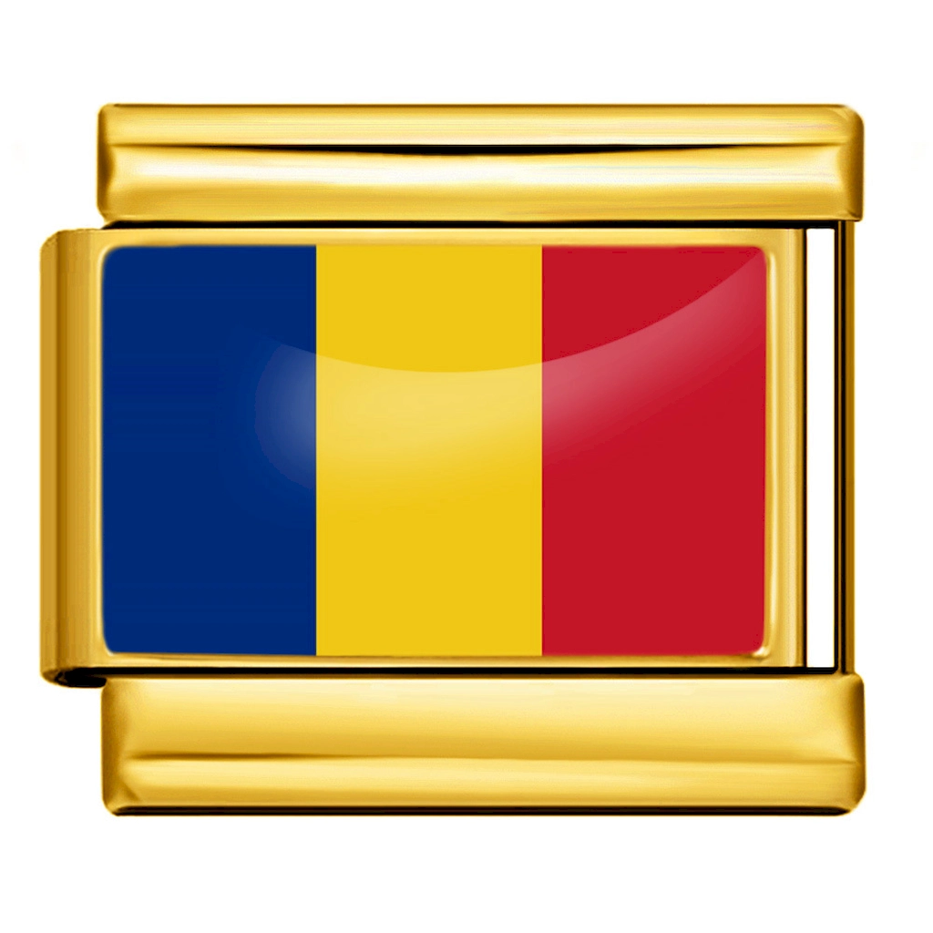 Chad Flag Gold Italian Link Module Charm