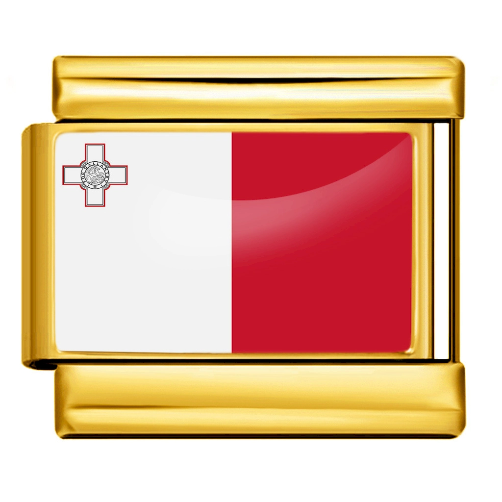 Malta Flag Gold Italian Link Module Charm