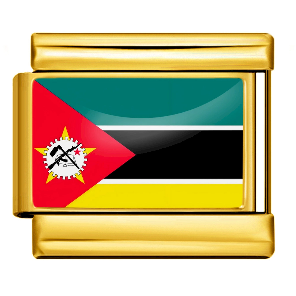 Mozambique Flag Gold Italian Link Module Charm