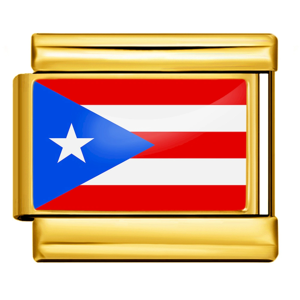 Puerto Rico Flag Gold Italian Link Module Charm