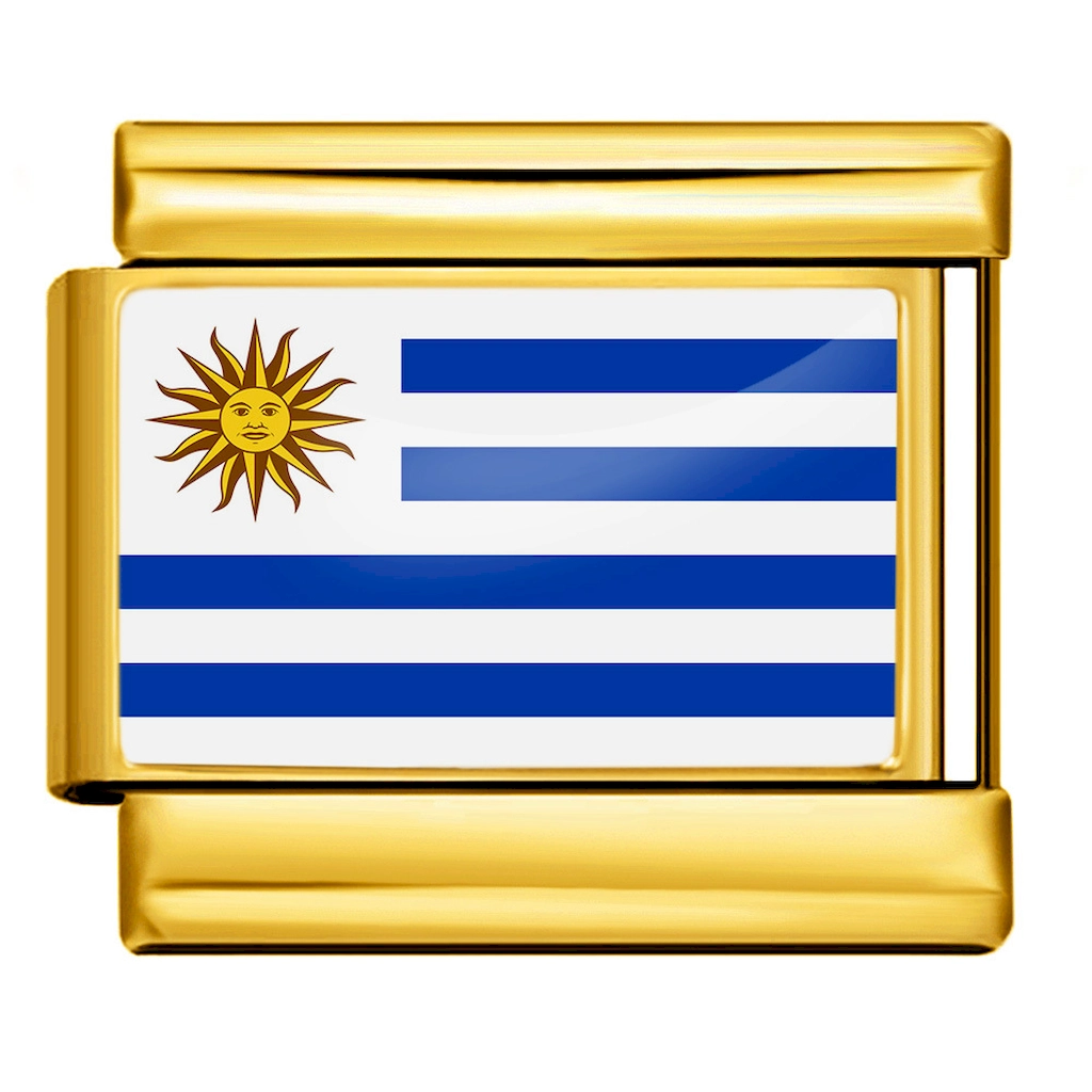 Uruguay Flag Gold Italian Link Module Charm