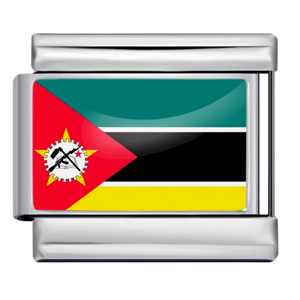 Mozambique Flag Stainless Steel Italian Link Module