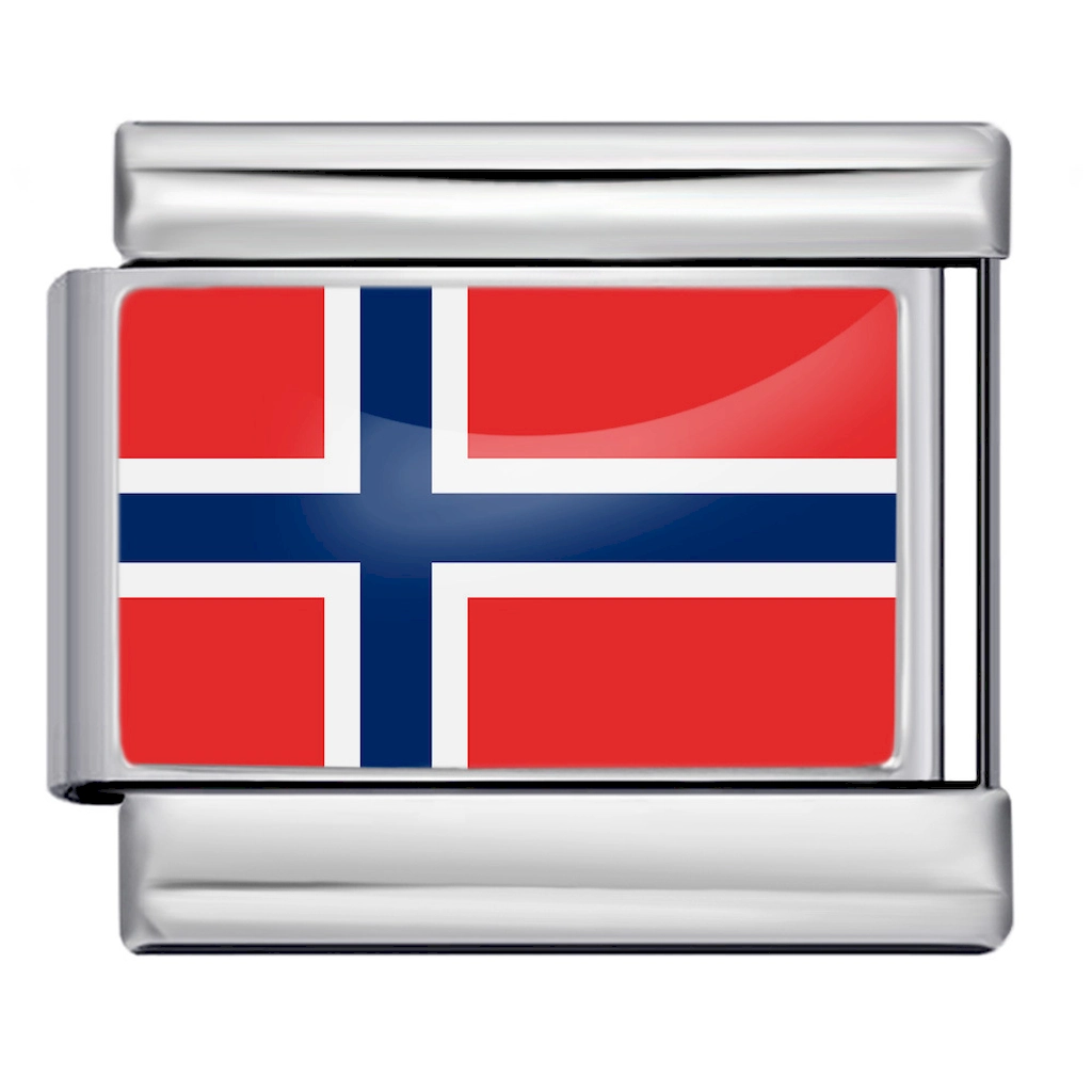 Norway Flag Stainless Steel Italian Link Module