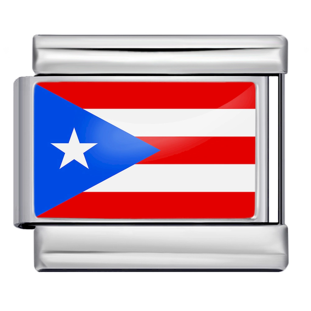 Puerto Rico Flag Stainless Steel Italian Link Module